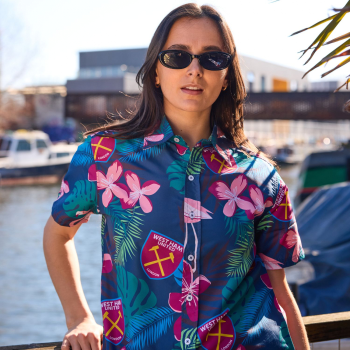 West Ham Adult Hawaiian Flamingo Green Shirt