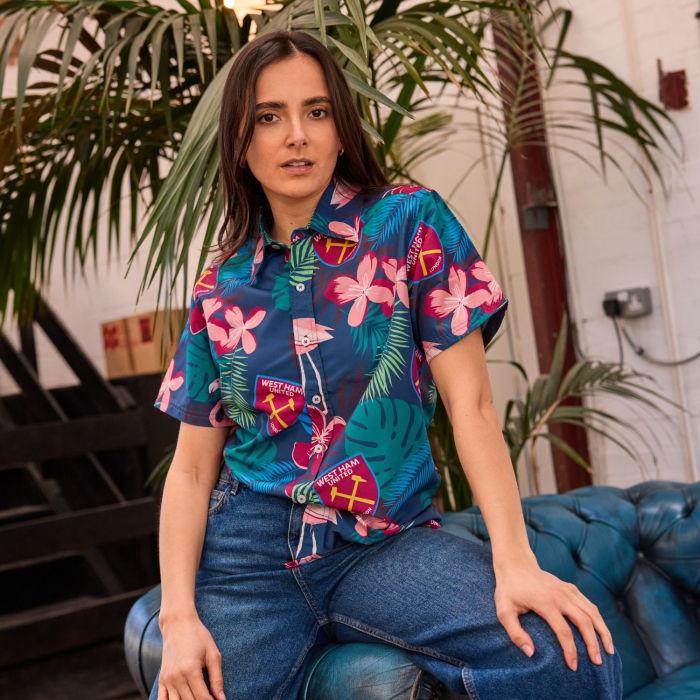 West Ham Adult Hawaiian Flamingo Green Shirt