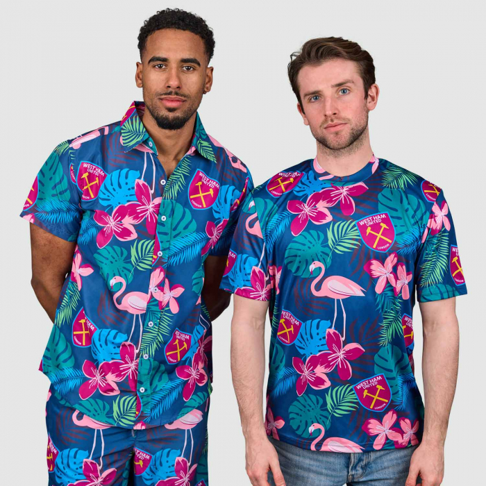 West Ham Adult Hawaiian Flamingo Green Shirt