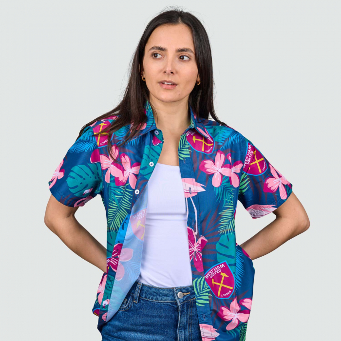 West Ham Adult Hawaiian Flamingo Green Shirt