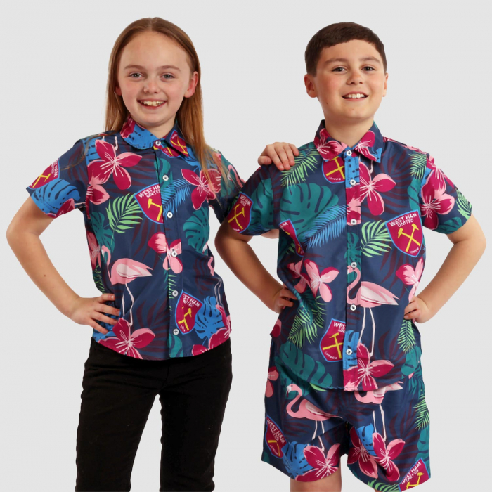 West Ham Junior Hawaiian Flamingo Shorts - Green