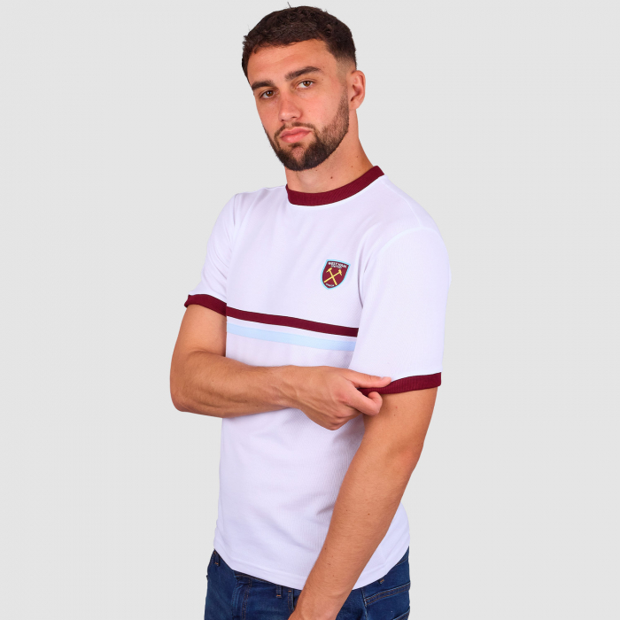 Left side of West Ham Retro Pique White T-Shirt