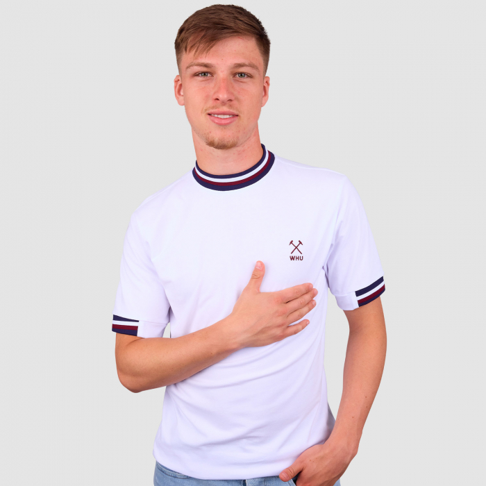 Front angle of West Ham Flag Print White T-Shirt