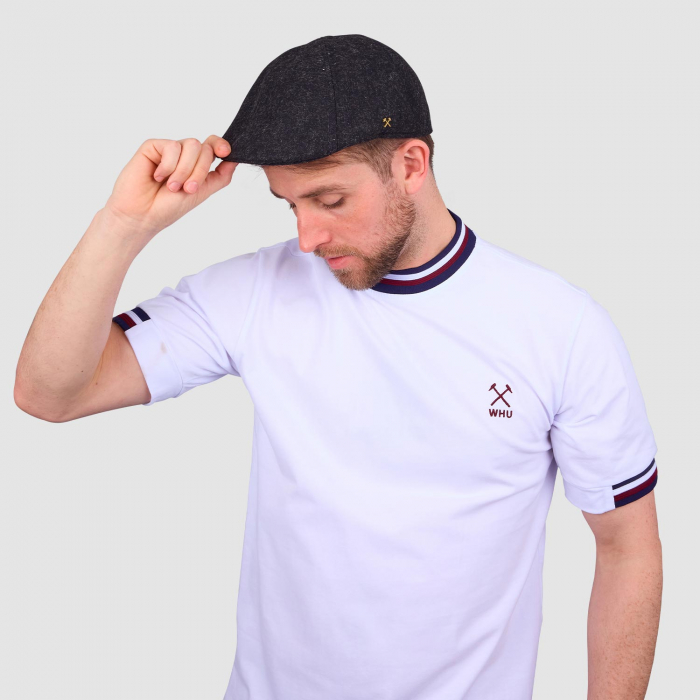 Man wearing West Ham Flag Print White T-Shirt