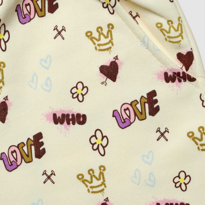 Close up of West Ham Junior Love Cream Pants