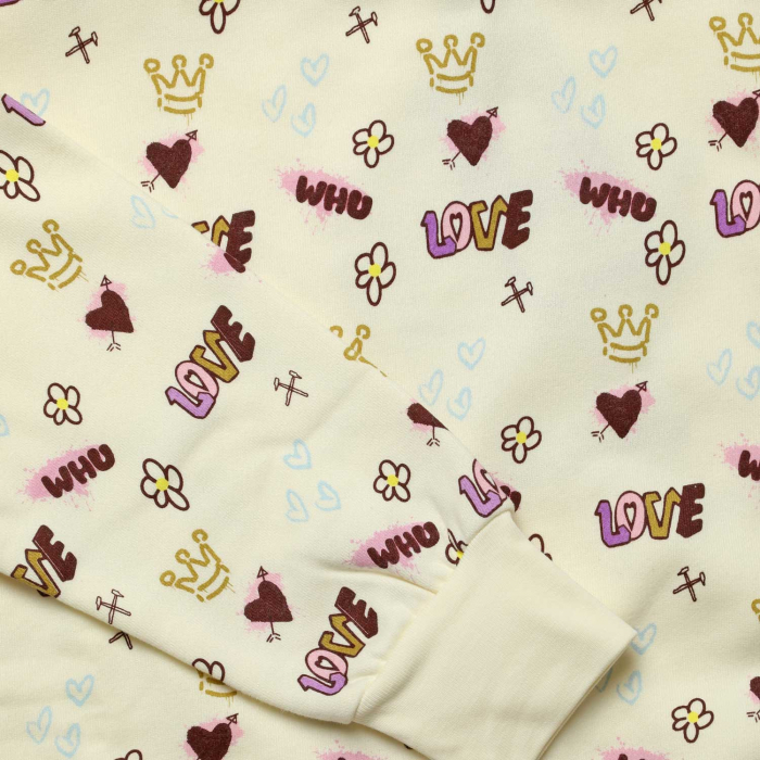 Close up of West Ham Junior Love Cream Sweatshirt