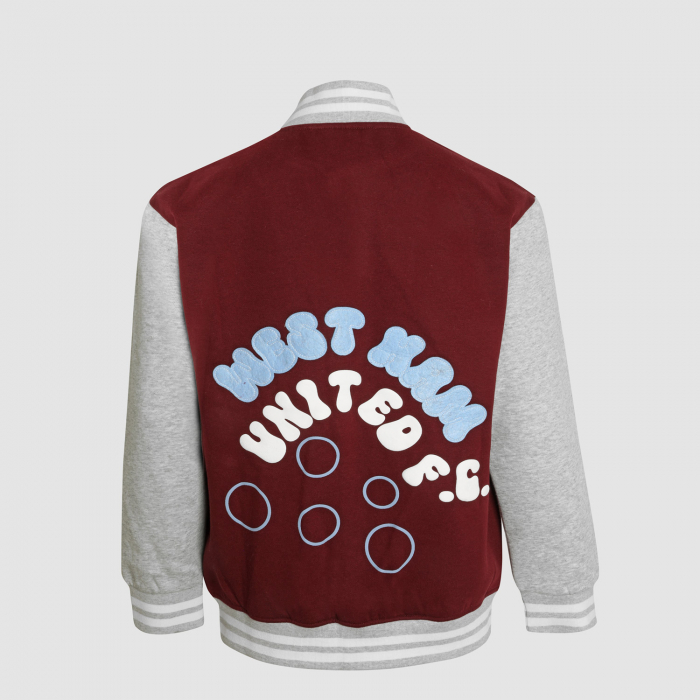 Back view of West Ham Junior Puff Print Claret & Blue Jacket