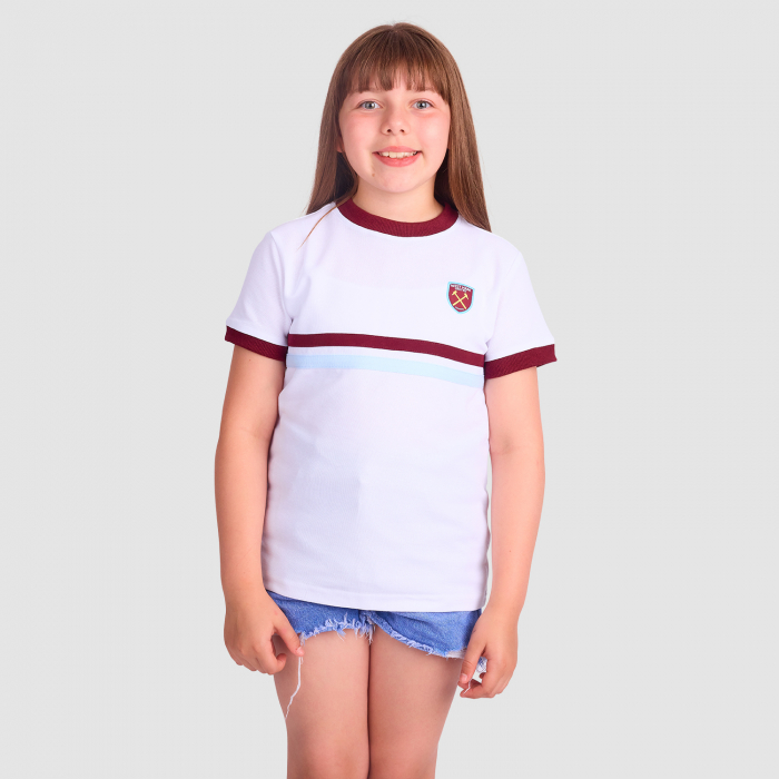 West Ham Junior Retro Pique T-Shirt - White