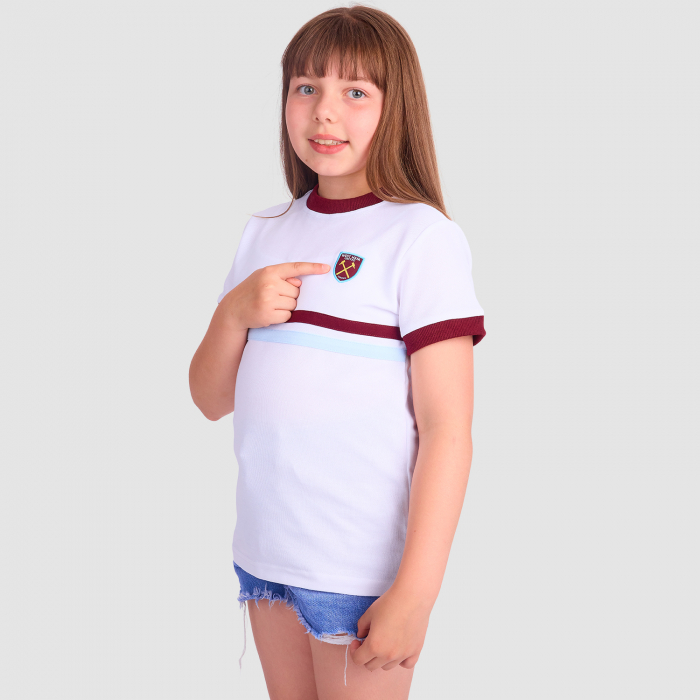 West Ham Junior Retro Pique T-Shirt - White