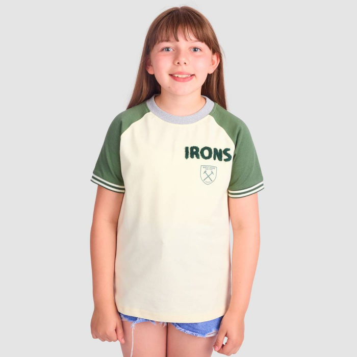 West Ham Junior Chenille T-Shirt - Cream/Green
