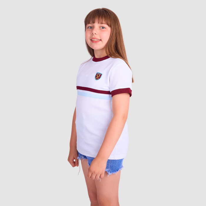 West Ham Junior Retro Pique T-Shirt - White