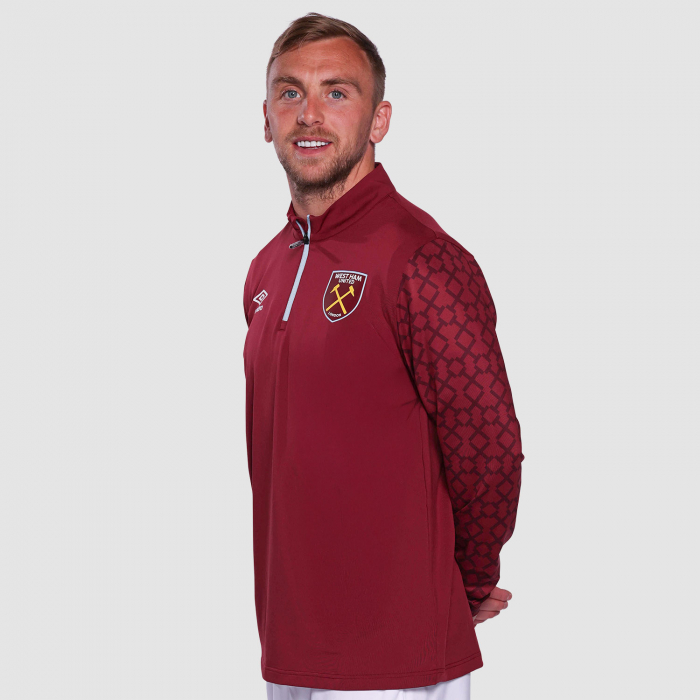 West Ham 25/26 Adults Claret PreMatch Midlayer Top