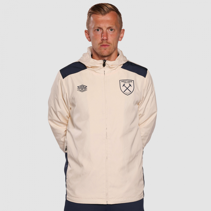 West Ham 25/26 Adults Ecru Shower Jacket