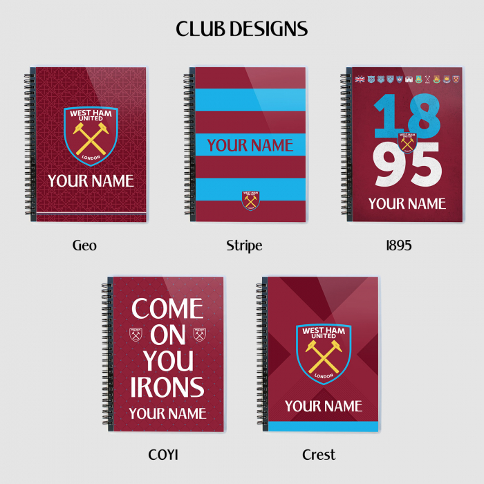 West Ham Personalised 6X8 Notebook