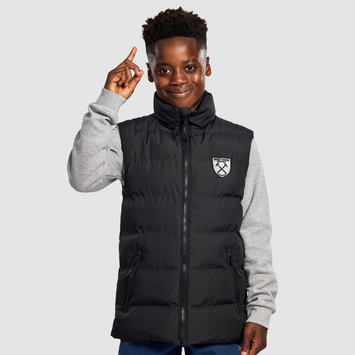 West Ham United Black Padded Gilet - Junior