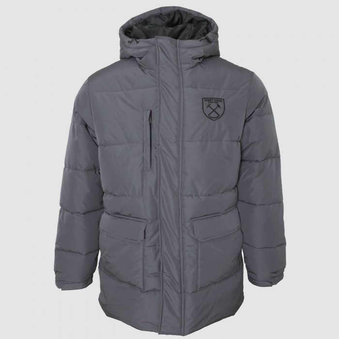 West Ham United Grey Padded Coat - Adults