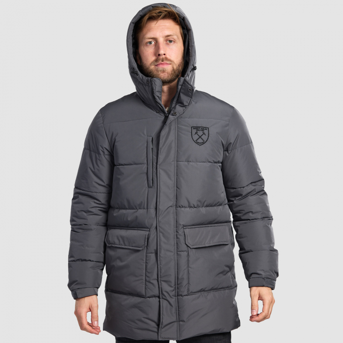 West Ham United Grey Padded Coat - Adults