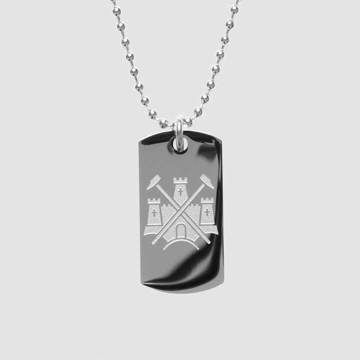 West Ham Stainless Steel Castle Dog Tag & Chain
