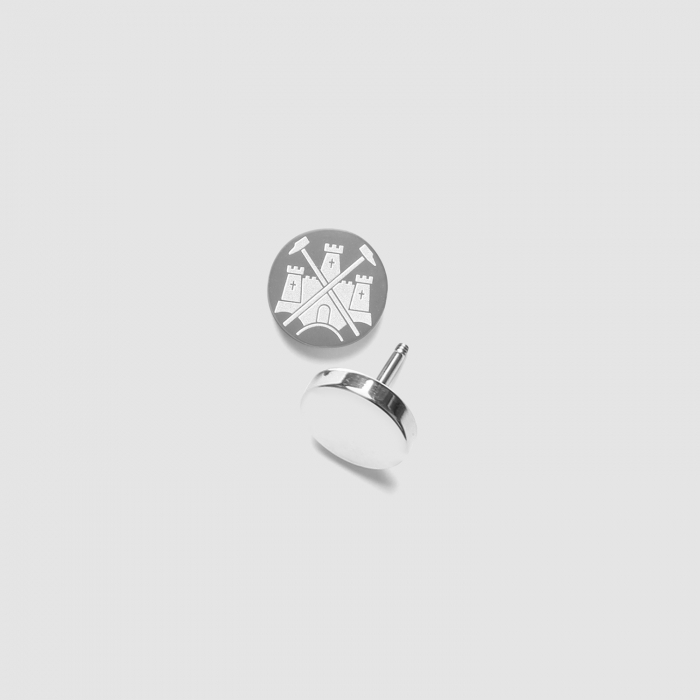 West Ham Stainless Steel Round Castle Ear Stud
