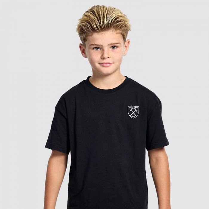 West Ham Junior Black Hammers Back Print T-Shirt
