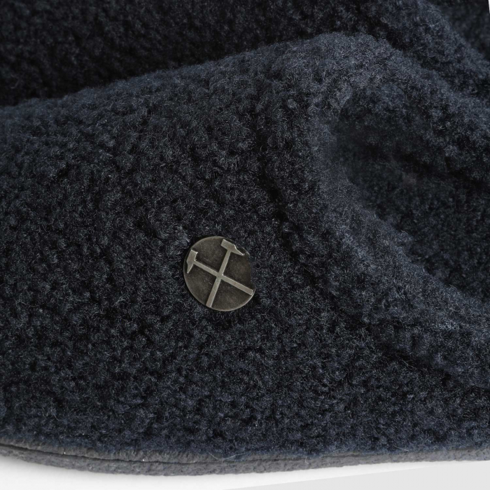 Mens Navy Borg Mule Slippers