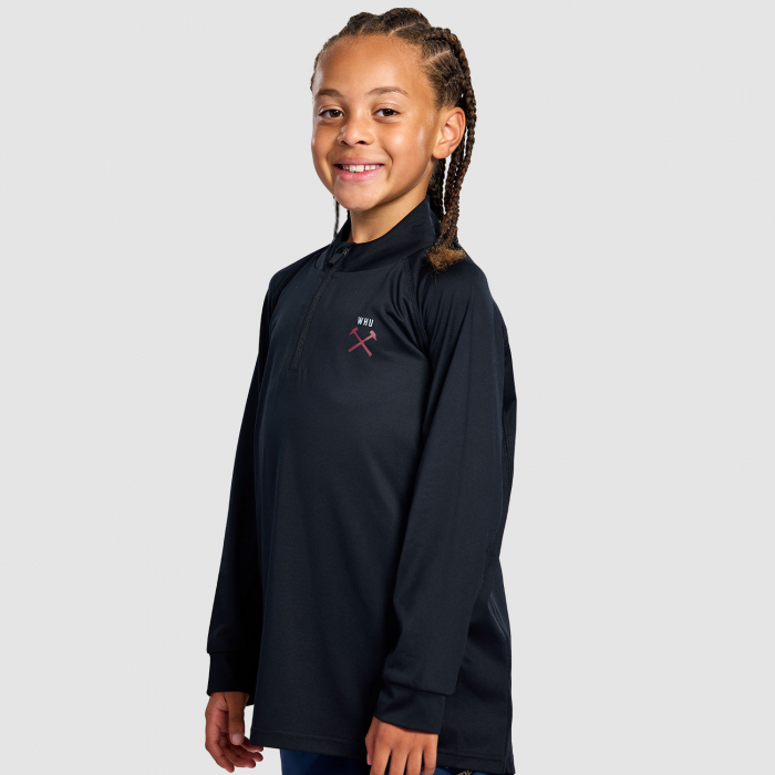 West Ham Junior Black 1/4 Zip Top