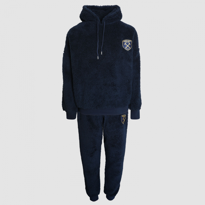 Womens Navy Fluffy Pyjamas