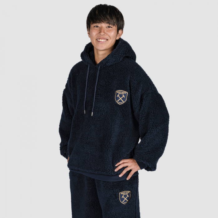 Womens Navy Fluffy Pyjamas