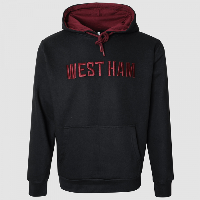 Mens Black Emb West Ham Hoodie
