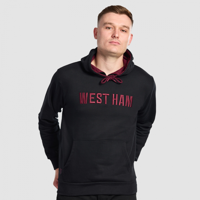 Mens Black Emb West Ham Hoodie