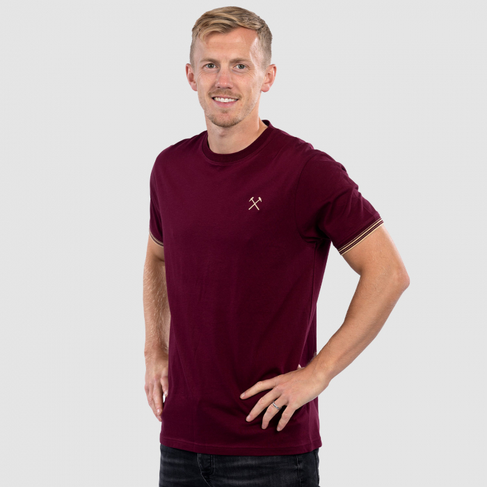 Adults Claret Embroidered Hammers T-Shirt