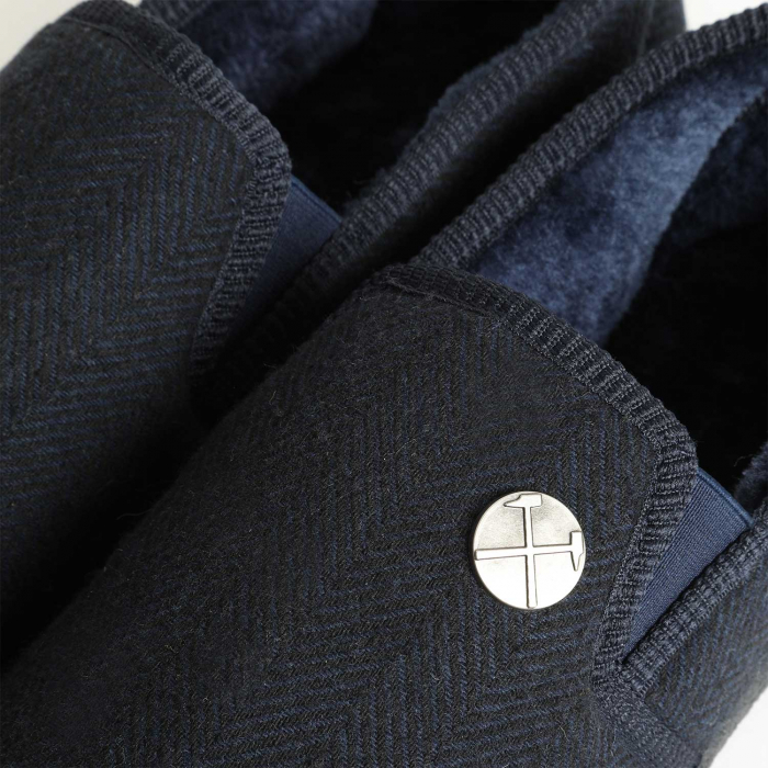 Mens Harringbone Heeled Slippers