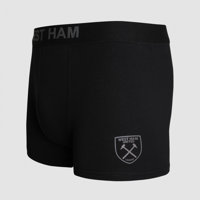 West Ham 2 Pack Boxer Shorts - Black/Grey