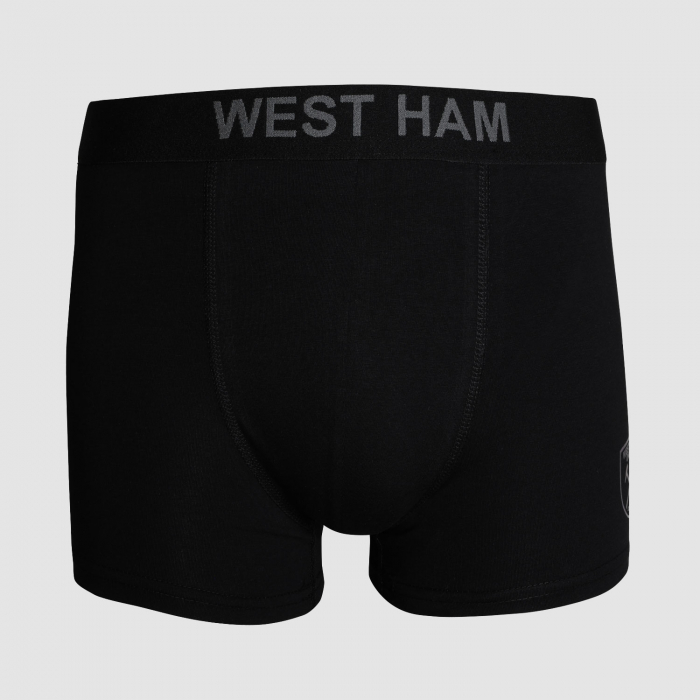 West Ham 2 Pack Boxer Shorts - Black/Grey
