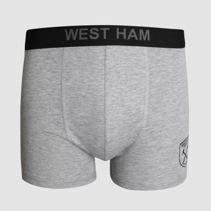 West Ham 2 Pack Boxer Shorts - Black/Grey