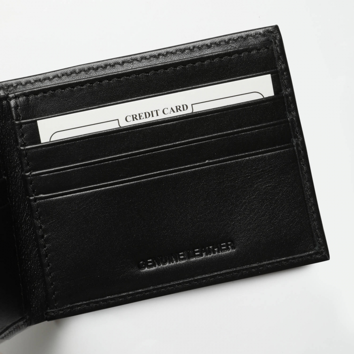 Black Leather Bi-Fold Wallet