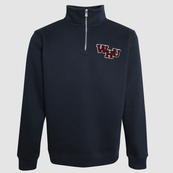 Adults Navy WHU Quarter Zip Sweat Top