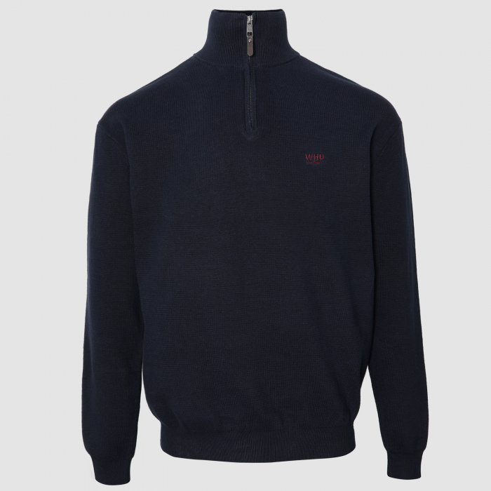 Adults Navy Waffle Quarter Zip Sweater
