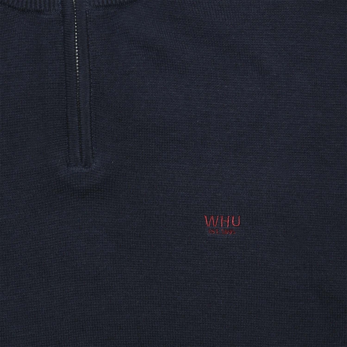 Adults Navy Waffle Quarter Zip Sweater