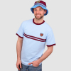 Men wearing West Ham Retro Pique Blue T-Shirt and Bucket Hat