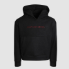 Junior Black Back Print Crest Hoodie 