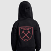 Junior Black Back Print Crest Hoodie 