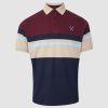 Adults Claret/Navy Block Stripe Polo