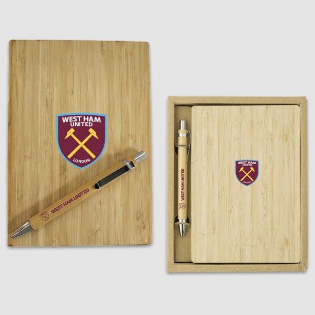 West Ham Crest Bamboo Eco Book And Pen