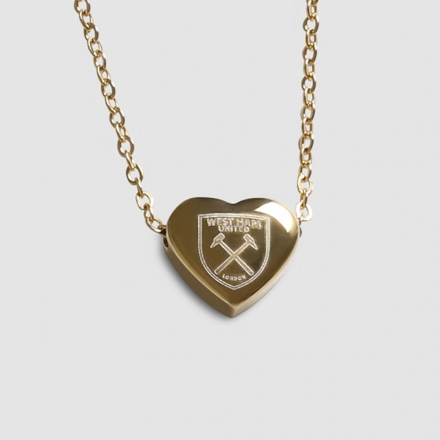 West Ham Gold Plated Crest Heart Necklace