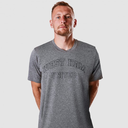 West Ham Grey Marl Text T-Shirt