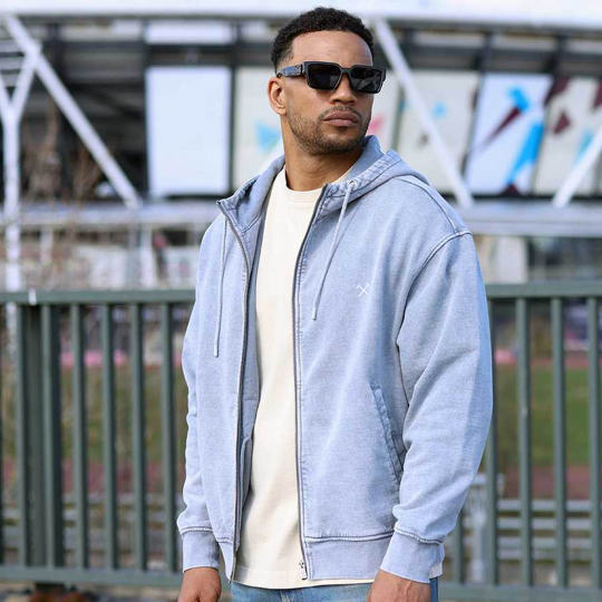 West Ham Ink Acid Wash Zip Hoodie