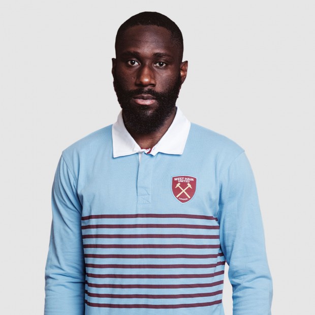 Sky Striped Rugby Polo