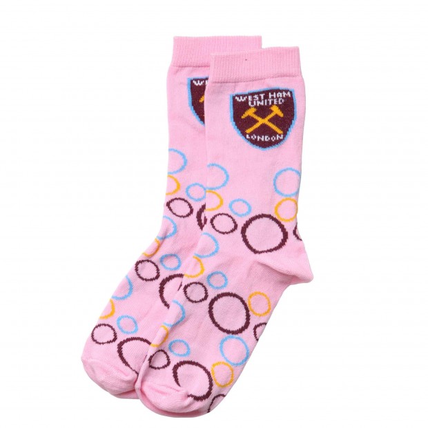West Ham Womens Pink Bubbles Socks