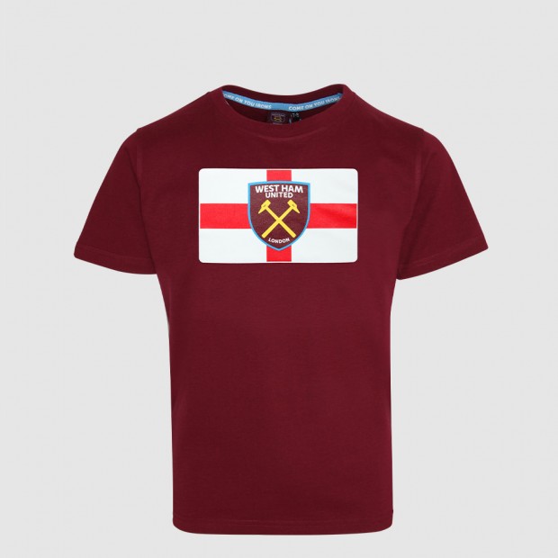 2418 - Claret England Flag/Crest T-Shirt